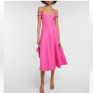 NWT Self portrait Embellished A-line midi dress in pink 10